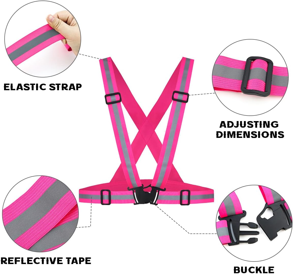 Tenalleys 2 Pack Reflective Vest Running Gear Adjustable High Visibility Reflective Running Safety Vest for Women Men Night Cycling,Hiking, Jogging,Dog Walking