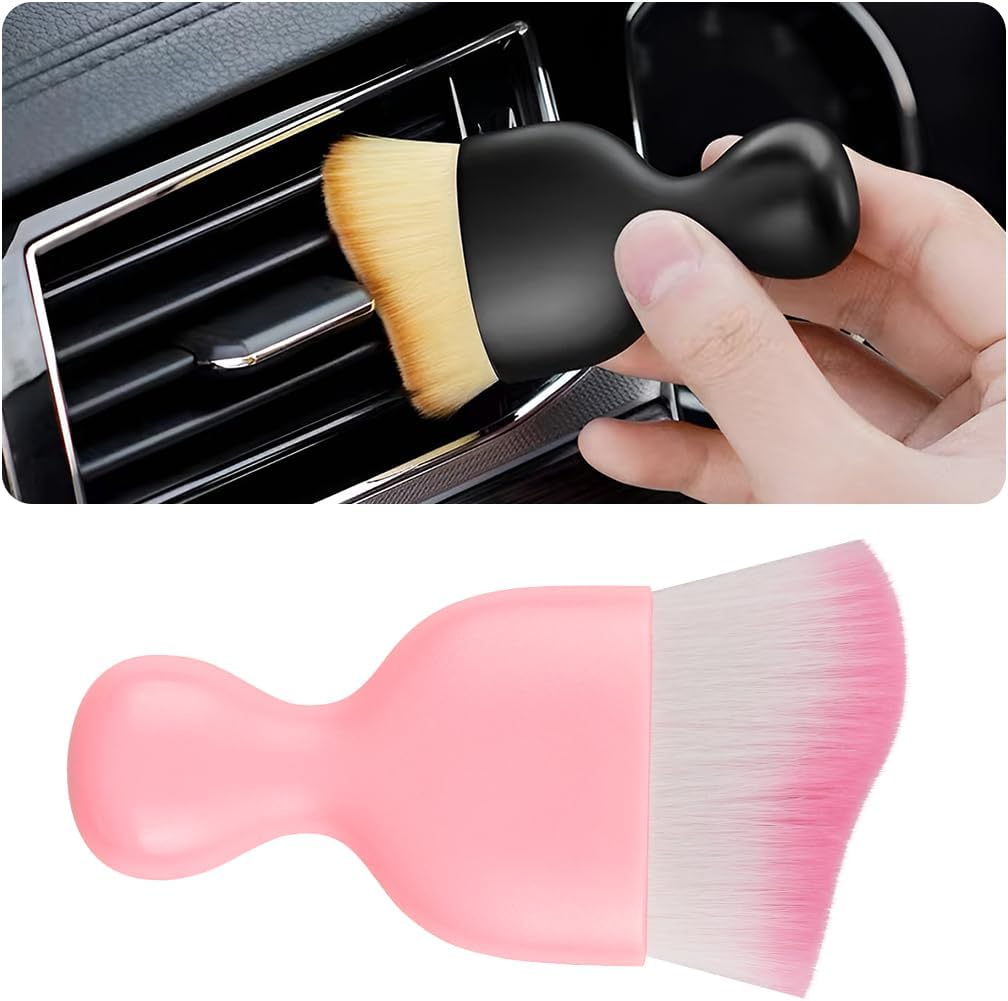 Blilo Car Interior Detailing Brush, Auto Soft Hair Cleaning Brushes, Curved Dirt Dust Collectors, Removal Tool for Dashboard Air Conditioner Vents Leather, Scratch Free (Black/1PCS)