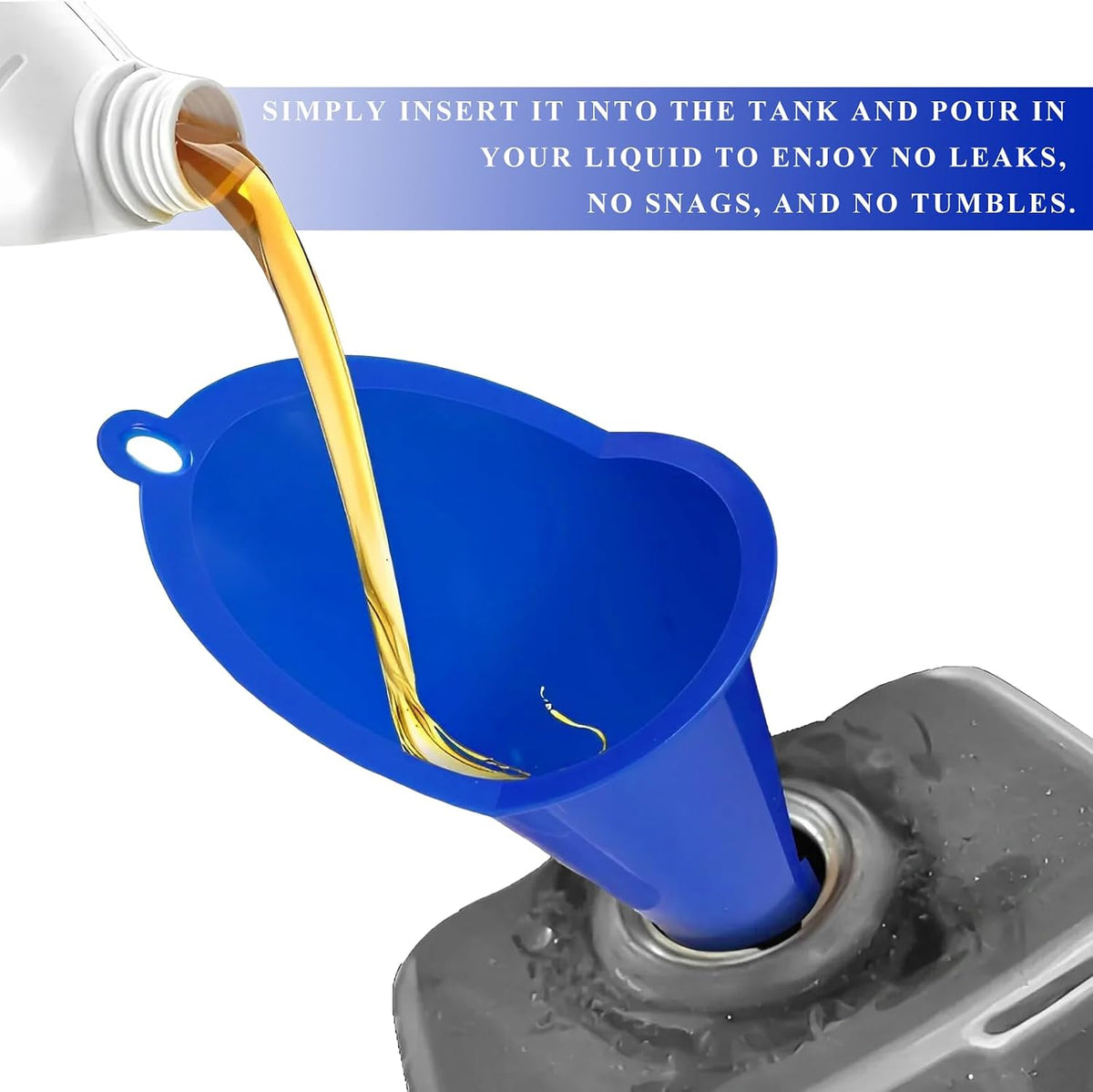 2PCS Oil Funnel, Flexible Multi-Function Automotive Oil Funnel, Spill-Proof Plastic Long Neck Engine Funnels Set for Gas Lubricants Water Diesel Fuel Kerosene, Car Accessories (Blue)