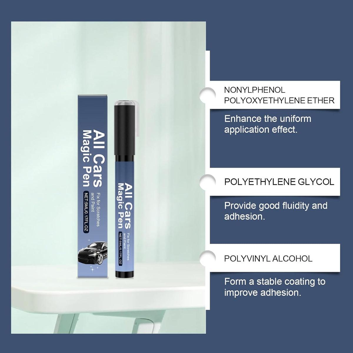 Magic Car Scratch Remover Pen, 2026 Upgraded Quick Car Paint Repair Pen,Lightweight and Fast,Long-Lasting,Universal Car Touch Up Pen for All Vehicles (Pack of 1)