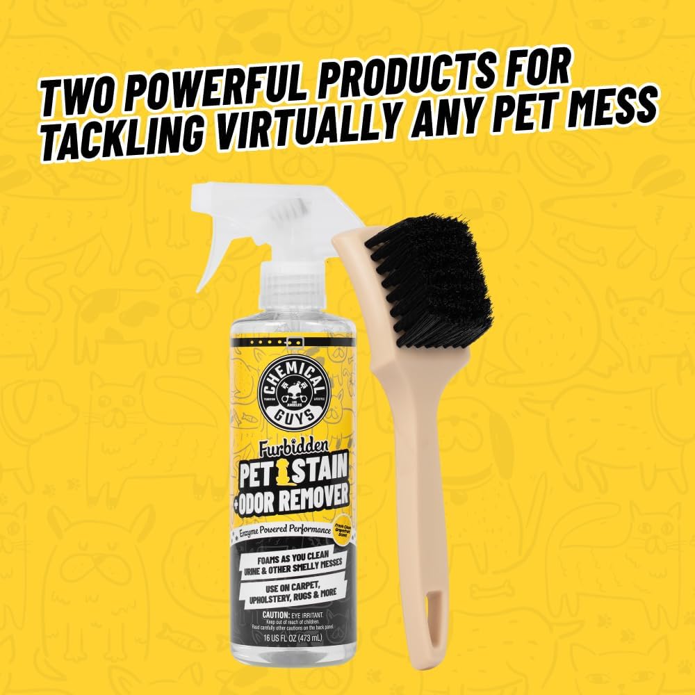 Chemical Guys Furbidden Pet Stain Remover for Car & Home, Carpet & Upholstery Cleaner, Eliminates Pet Odors & Stains from Urine & Vomit, Multi-Surface Pet Odor Neutralizer - 16 oz