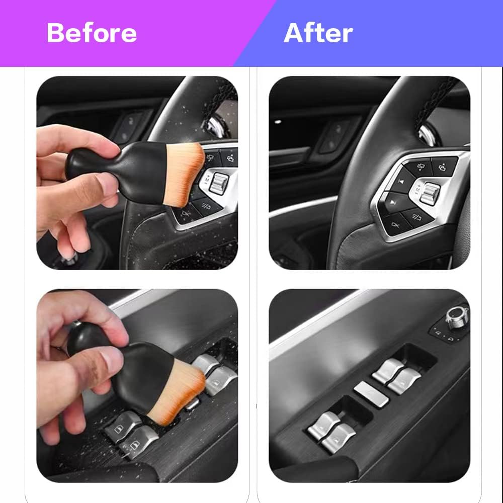 AOCISKA Car Interior Detailing Brush,Soft Bristle Cleaning Brush Car Detailing Brush Dusting Brush,Car Interior Cleaning Tool,Auto Detail Brush Car Dash Duster Brush (Black)