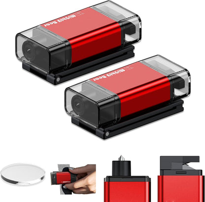 MightY Bear Window Breaker Seatbelt Cutter, 2-in-1 Car Emergency Tool, Underwater Glass Breaker for Traffic Accidents and Family Rescue - 2 Pack Red