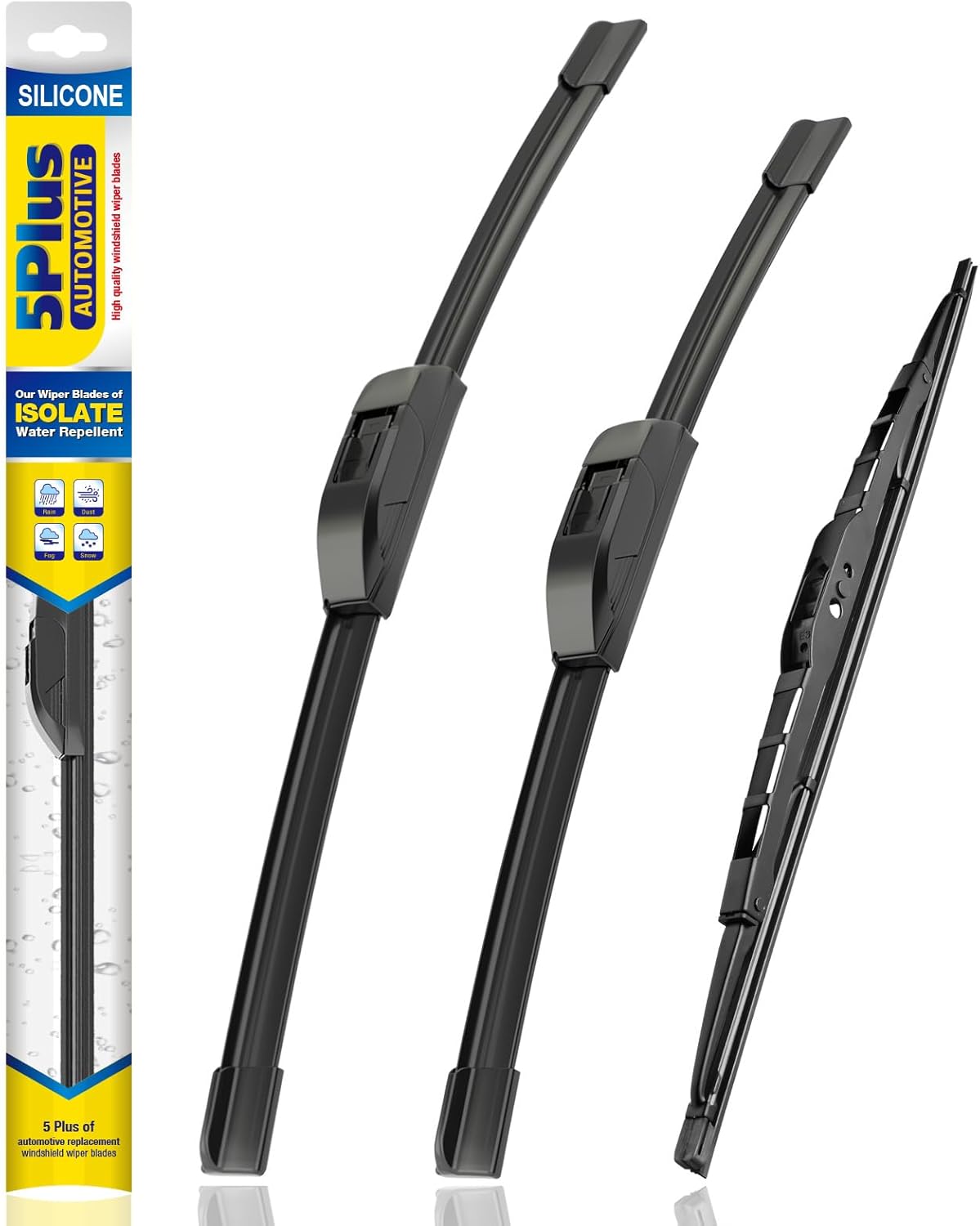 5 PLUS® Silicone Windshield Wipers Replacement for 2019-2024 Toyota RAV4/ 2006-2015 Mazda 5 Wiper Blades(Set of 3), Windshield Wiper Blades For My Car-26"/16"/12" - Colors A