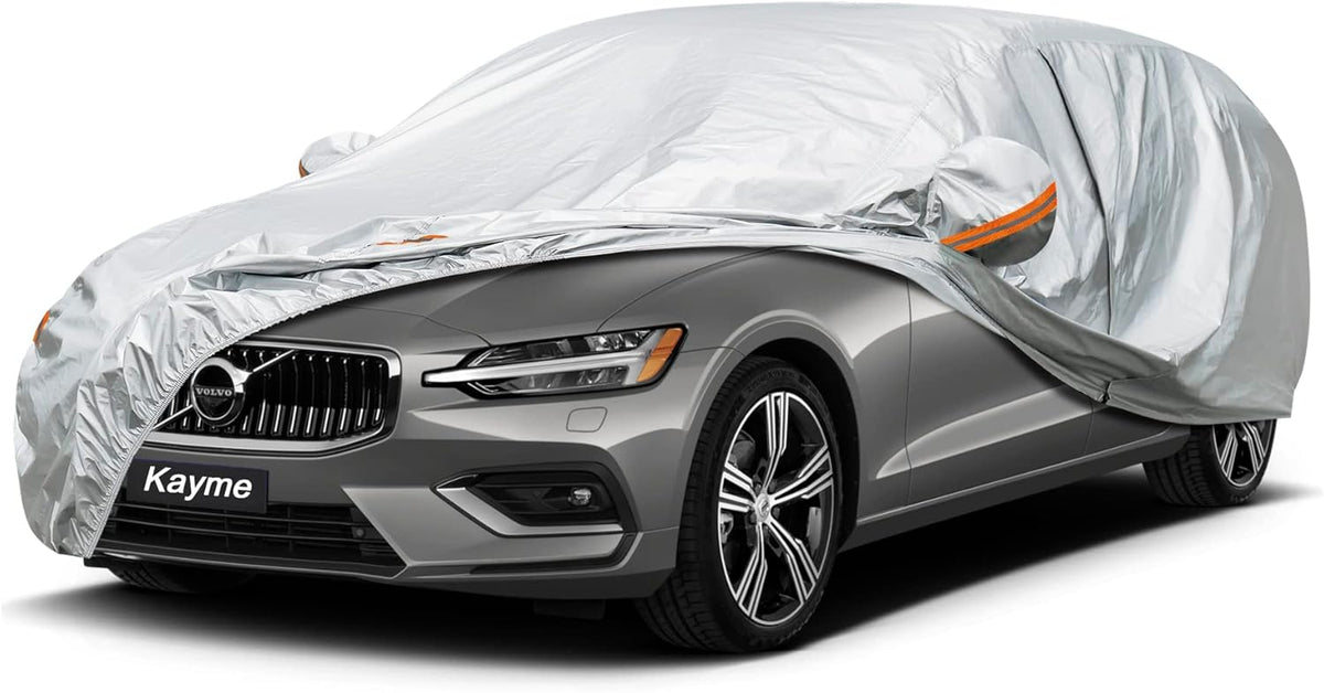 Kayme Car Covers for Automobiles Waterproof All Weather Sun Uv Rain Protection with Zipper Mirror Pocket Fit Toyota Camry, Honda Accord/Civic, Nissan Altima, Kia K5 etc.(186 to 193 Inch) 3XL