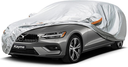 Kayme Car Covers for Automobiles Waterproof All Weather Sun Uv Rain Protection with Zipper Mirror Pocket Fit Toyota Camry, Honda Accord/Civic, Nissan Altima, Kia K5 etc.(186 to 193 Inch) 3XL