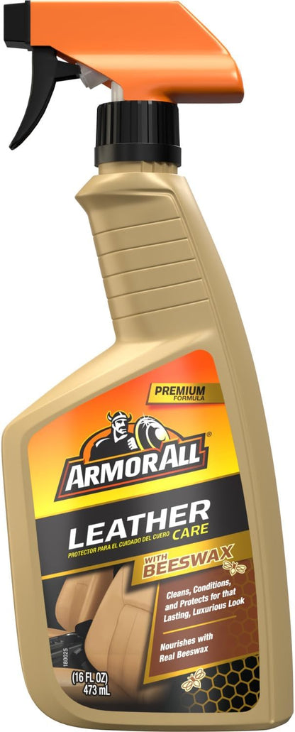 Armor All Car Leather Cleaner Spray, Beeswax Leather Care Spray for Cars, Trucks, Motorcycles, 16 Oz Each