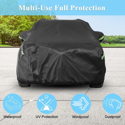 Car Cover Waterproof All Weather for Automobiles, Outdoor Full Exterior Covers for Sedan Black(Suggest Car Length from 194"-208")