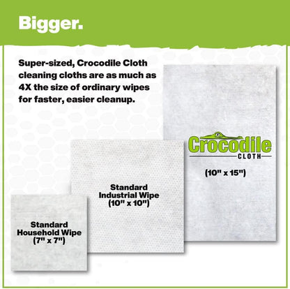 Crocodile Cloth Original Cleaning Wipes, Heavy-Duty Multi-Surface Hand & Tool Wipes, Water-Based, Safe on Skin, 100 Count, 15 x 10 Inch
