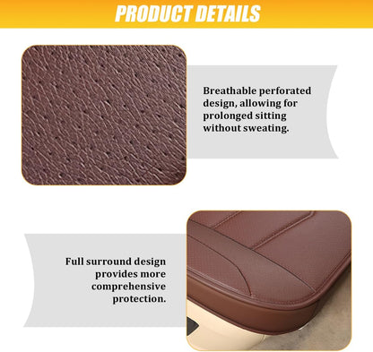 HZEL Car Front Bottom Seat Cover, Breathable Leather Full Wrapped Non-Slip Bottom Driver Seat Cushion with Storage Pocket, Comfortable Auto Interior Chair Protection Cover, Universal Fit (Coffee)