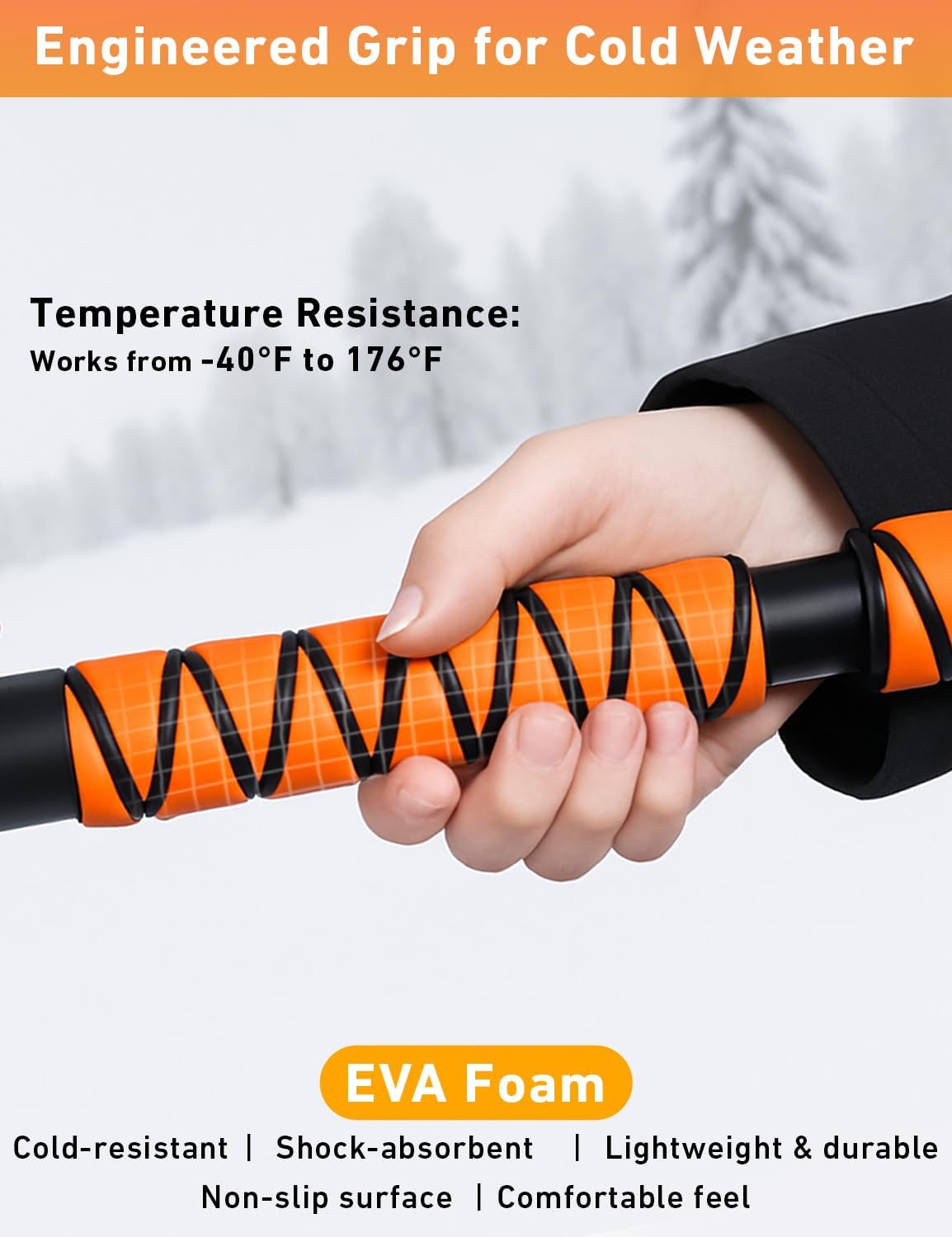 EcoNour 27" 3 in 1 Snow Brush with ice Scraper for car Windshield and Window | 360° Aluminum Rotatable Snow Brush for car | Winter Snow Removal Tools with Detachable Foam Grip | Winter Car Accessories