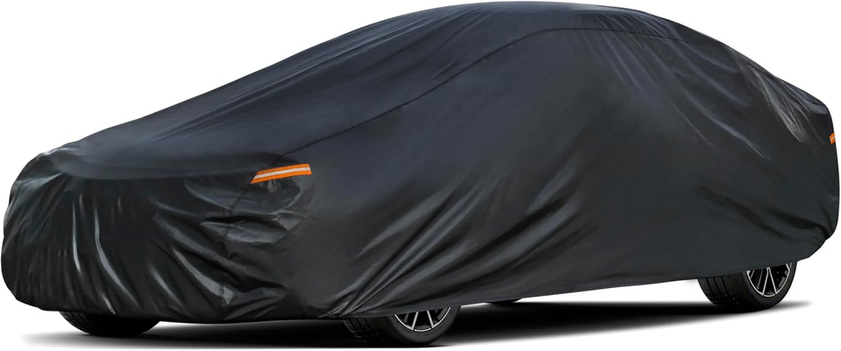 Kayme Sedan Car Cover Waterproof All Weather for Automobiles - See Vehicle Size Chart for Accurate Fit - Outdoor Full Exterior Cover Sun Rain Snow UV Protection with Zipper. Size A4 (See Size Chart)