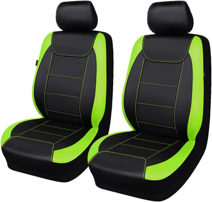 Flying Banner Carbon Fiber Leather Vehicle Seat Covers, Leopard Gray Black, Universal Fit - 8PCS