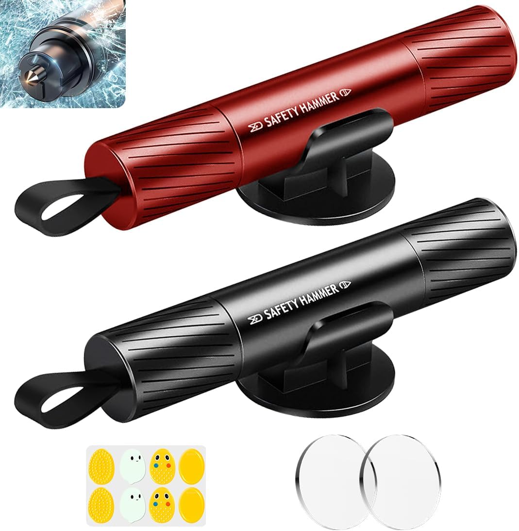 smosun Safehammer - 2026 Upgraded Safe Hammer Glass Breaker Under Water, Car Hammer Seatbelt Cutter Window Breaker Emergency Escape Tool, Safehammer Glass Breaker for New Cars (3PCS)