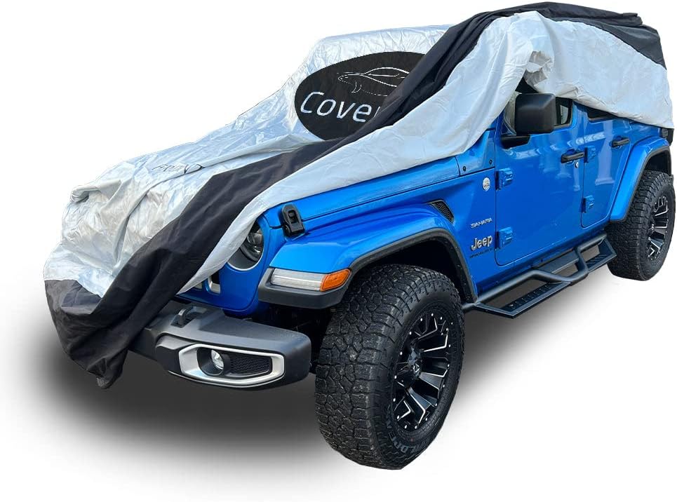 Heavy Duty Outdoor Car Cover with Patented Weighted Ground Conforming Apron Seal – Wind Resistant, Dust, & Water Protection for Automobiles - Sports Size 189 L x 75 W x 67 H inch Max