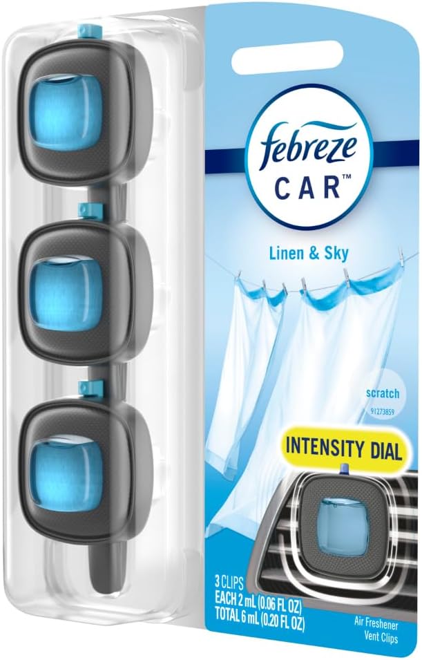 Febreze Car Air Freshener, Odor-Fighting Automotive Vent Clip, Gain Original Scent, 3 Count