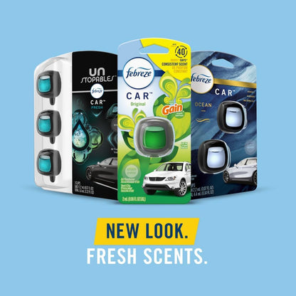 Febreze Car Air Freshener, Odor-Fighting Automotive Vent Clip, Gain Original Scent, 3 Count