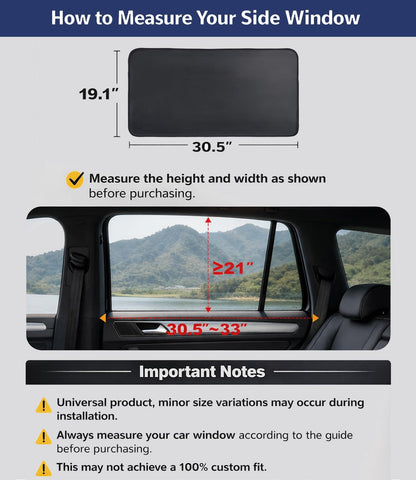 XCBYT Car Window Shades - 4 Pcs Car Privacy Curtains - 100% Block Light Car Window Covers - Magnetic Side Window Sun Shade Keeps Cooler for Breastfeeding, Taking a nap, Changing Clothes, Camping