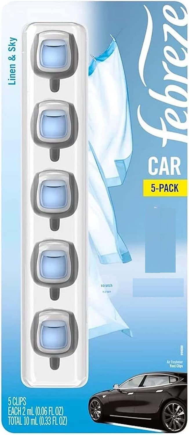 Febreze Car Air Freshener Vent Clip Platinum Ice Scent, .07 oz. Car Vent Clip, Pack of 4