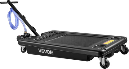VEVOR Low Profile Oil Drain Pan, 17 Gal Capacity, Rolling Oil Drain Pan with 110V High-Flow Electric Pump, 7.2 ft Hose & T Folding Handle, Leak-proof & Corrosion-resistant, Fit for Trucks, ATVs, Black