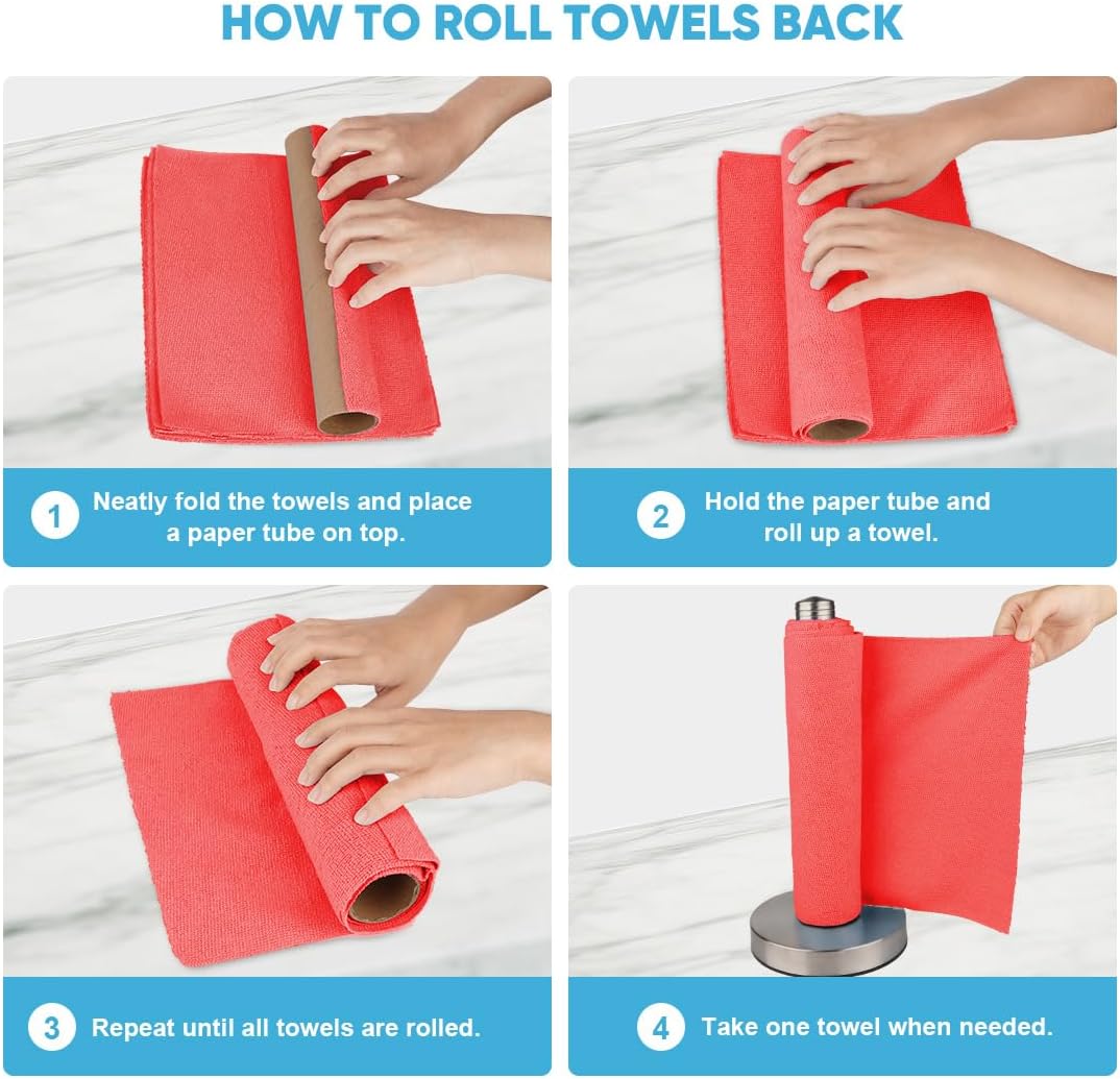 AIDEA Microfiber Cleaning Cloth Roll, Grey 75PK, Reusable Paper Towels Tear Away Cloth, Microfiber Towels for Cars, Wash Cloths, Lint Free Rags for House, Kitchen,Window,Cleaning Supplies 11.5"×11.5"