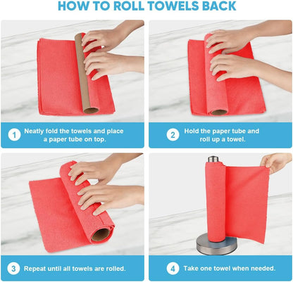 AIDEA Microfiber Cleaning Cloth Roll, Grey 75PK, Reusable Paper Towels Tear Away Cloth, Microfiber Towels for Cars, Wash Cloths, Lint Free Rags for House, Kitchen,Window,Cleaning Supplies 11.5"×11.5"