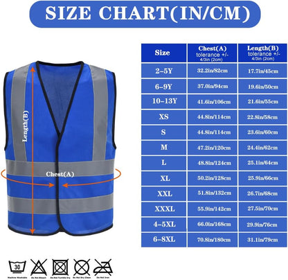 AYKRM 12 colour High visibility viz vest hi vis viz reflective work construction safety vest (XS-8XL) - Colors B