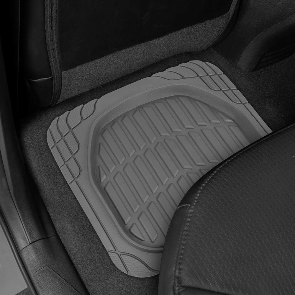 Cat® ToughRide™ Heavy-Duty 3 Piece Rubber All Season Floor Mats for Car Truck Van SUV, Black - Premium Trim to Fit Cars Floor Mat, All Weather Deep Dish Automotive Floor Mats, Total Dirt Protection