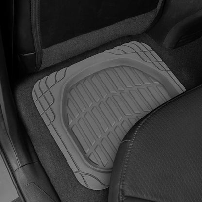 Cat® ToughRide™ Heavy-Duty 3 Piece Rubber All Season Floor Mats for Car Truck Van SUV, Black - Premium Trim to Fit Cars Floor Mat, All Weather Deep Dish Automotive Floor Mats, Total Dirt Protection