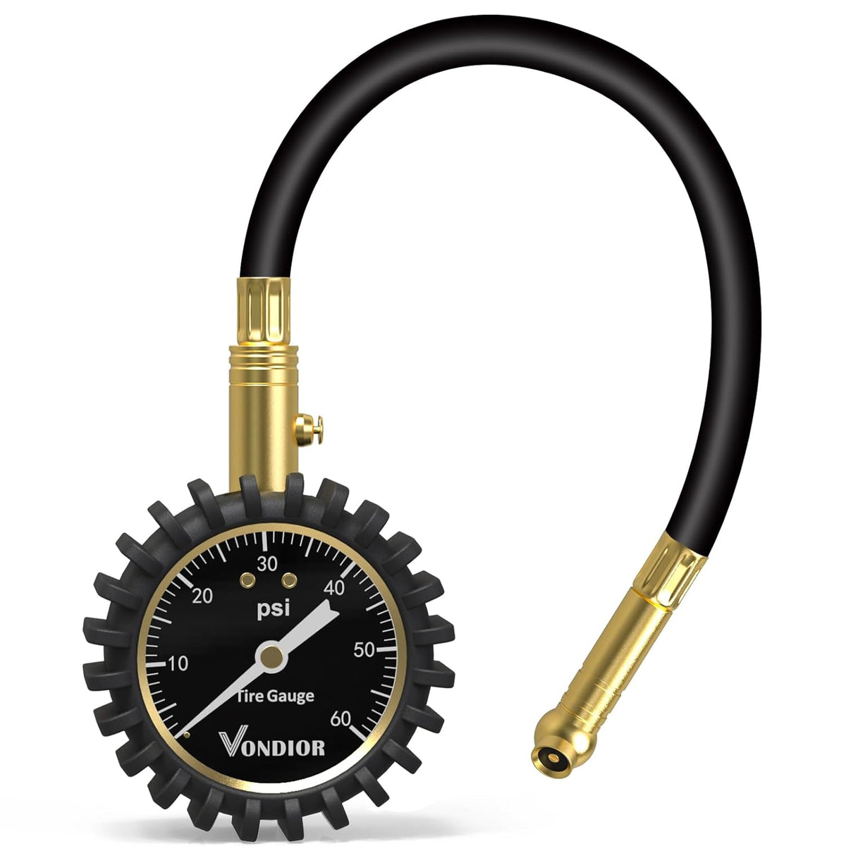 Tire Pressure Gauge - (0-60 PSI) Heavy Duty, Certified ANSI Accurate with Large 2 Inch Easy to Read Glow Dial, Low - High Air Pressure Gauge. Tire Gauge for Car and Trucks Tires by Vondior