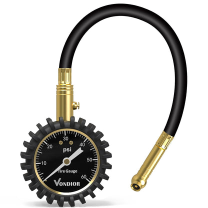 Tire Pressure Gauge - (0-60 PSI) Heavy Duty, Certified ANSI Accurate with Large 2 Inch Easy to Read Glow Dial, Low - High Air Pressure Gauge. Tire Gauge for Car and Trucks Tires by Vondior