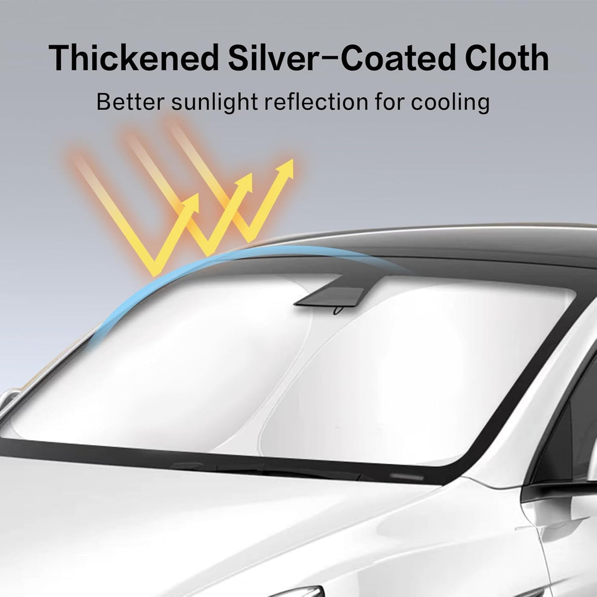 300T Sunshade for Tesla Model Y Model 3, Car Accessories 2026 for Tesla, Front Window Sunshade with Organizer Bag, Gifts for Tesla Owners