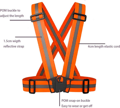 Reflective Safety Vest 2pcs - High Visibility Vest Adjustable Straps for Outdoor Jogging, Cycling, Walking and Riding