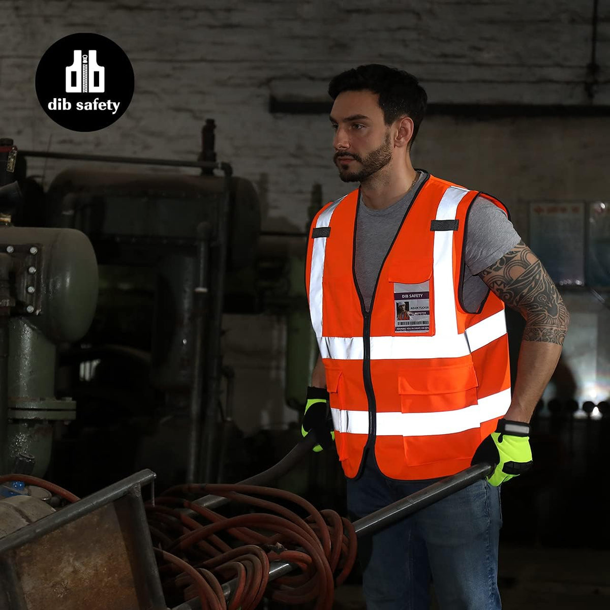 Dib Safety Reflective Safety Vest for Men Women, High Visibility Vest with Pockets and Zipper, ANSI Class 2