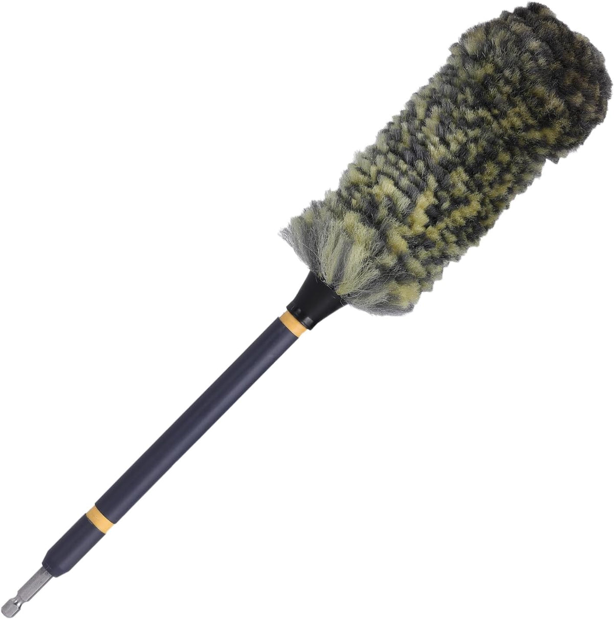 Mr. Detroit - Drill Wheel Brush w/Durable Soft Wool Microfiber Bristles and Steel Shaft for Car Tires, Wheels, Rims, Brakes and Any Other Narrow Spaces| Rim Brush Cleaning Tool w/Non-Scratch Bristle