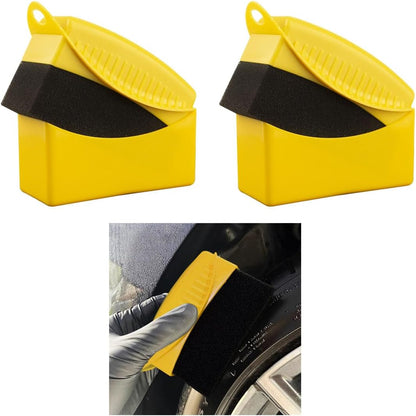 Augeny 2PCS Tire Dressing Applicator, Reusable Car Tire Shine Sponge Pad With Lid, Durable Foam Auto Wheel Detailing for Vehicle Waxing Polishing Cleaning (Gray)