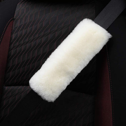 OGLAND Authentic Sheepskin Car Seat Belt Pad,2 Pack Soft Seat Belt Cover for Shoulder Pad Neck Cushion Protector Car Accessories by Genuine Natural Merino Wool (Misty Gray) - Colors B