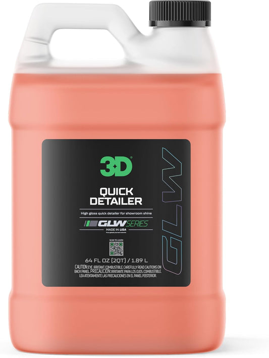 3D GLW Series Quick Detailer 64 oz - Spray On, Wipe Off Showroom Shine Detail Spray - Great for Light Dust, Fingerprints & Smudges - Safe on Paint, Wheels & Interior