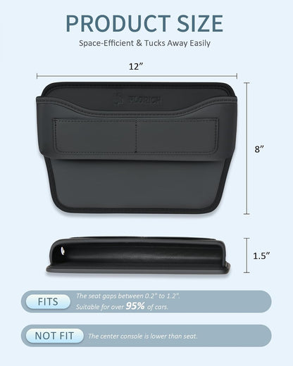 FLORICH Car Seat Gap Filler, Pro-Seats Gap Filler Organizer and Storages 2-in-1, Premium Leather Center Console Organizer, Car Organizer Front Seat Universal Fit for Car SUV Truck