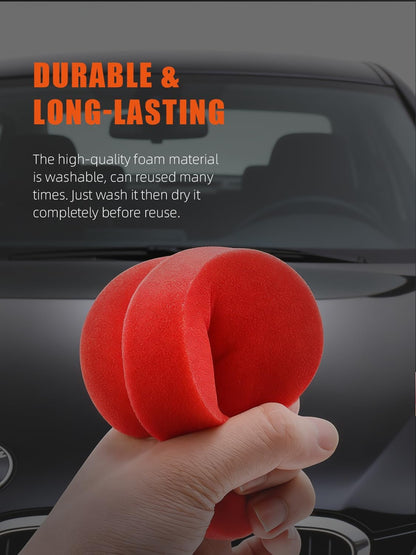 SPTA Tire Shine Applicator, 6Pcs Foam Applicator Pads, Round Shape Side Pressing Hand Polishing Sponge Pads Kit Tire Shine Applicator Pad Tire Dressing Applicator Pad for Applying Tire Shine