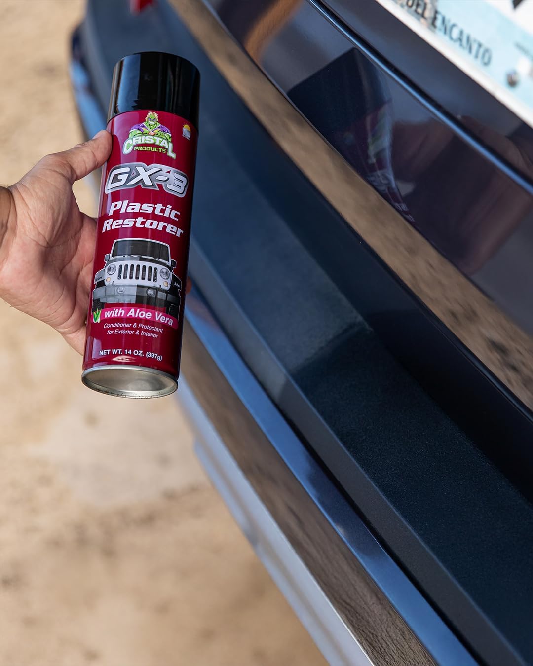 Cristal Products GX-3 Plastic Restorer – Black Plastic Restorer for Cars & Automotive Trim Restorer – Interior Car Cleaner & Exterior Faded Plastic, Vinyl & Rubber Renewer with Aloe Vera (8 fl oz)