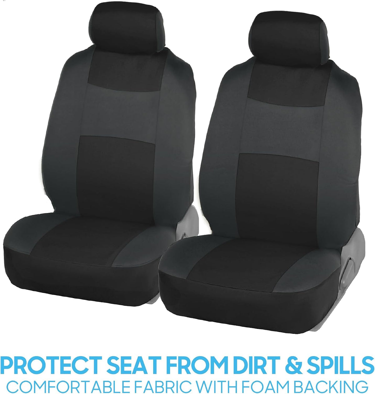 BDK PolyPro Car Seat Covers Full Set in Charcoal on Black – Front and Rear Split Bench for Cars, Easy to Install Cover Set, Accessories Auto Trucks Van SUV