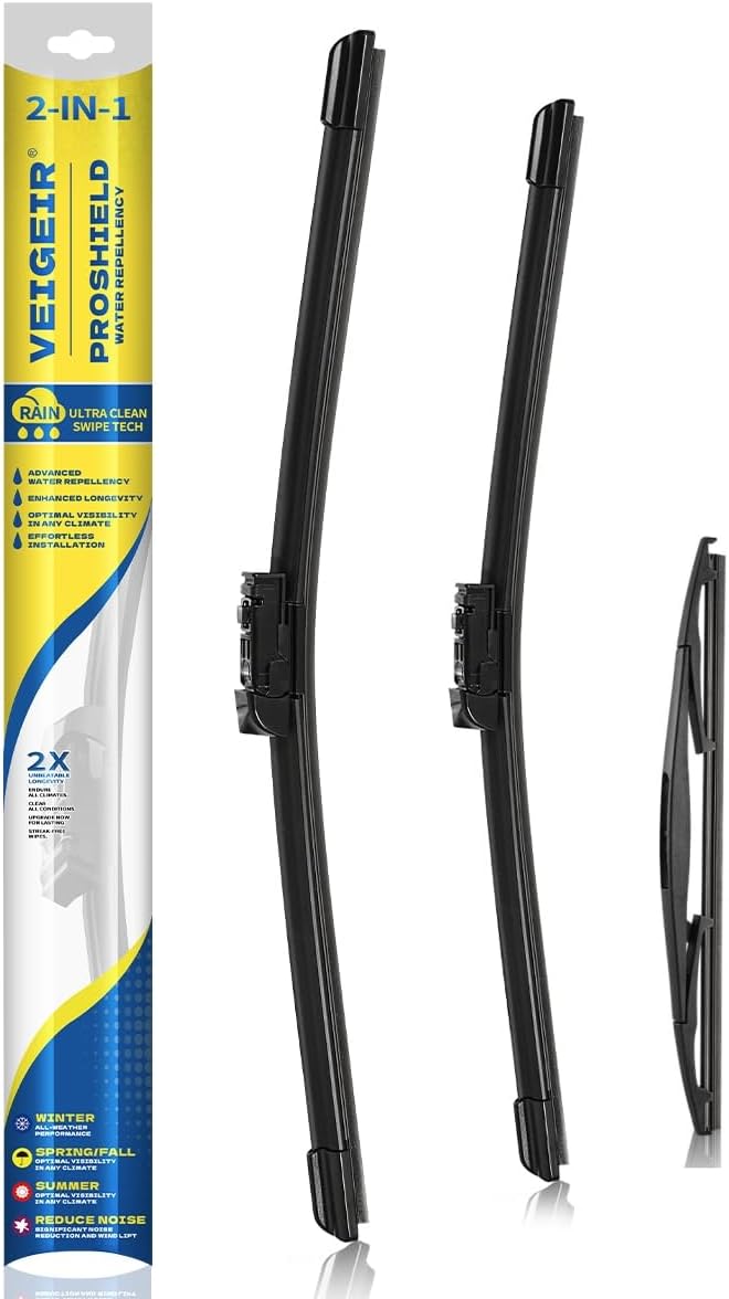 3 Pack Windshield Wiper Blades Compatible with Mazda CX-5 2017-2025 and CX-9 2016-2023, Front and Rear, 24" 18" 14" - Colors A