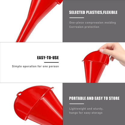 DXNQ Oil Funnel, Automotive Multi-Function Plastic Fuel Funnel with Long Neck, Universal Engine Oil Funnel for Filling Oils Gas Lubricants and Fluids, Car Accessories (Black)
