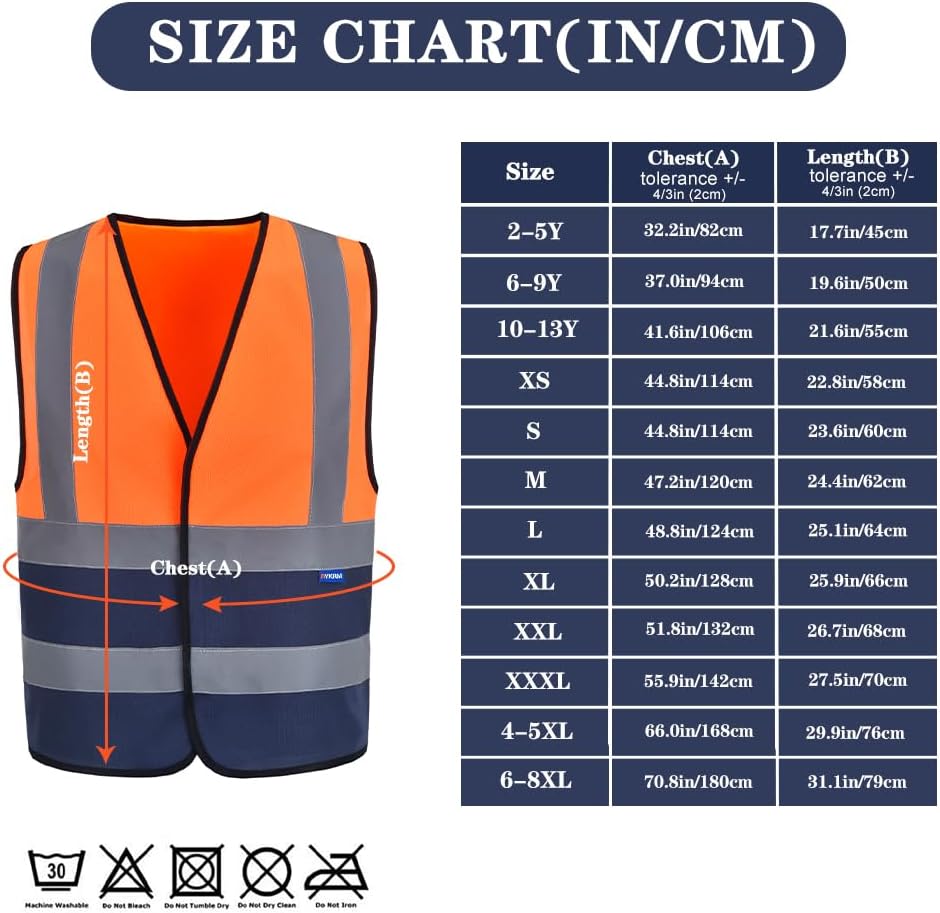 AYKRM 12 colour High visibility viz vest hi vis viz reflective work construction safety vest (XS-8XL) - Colors B