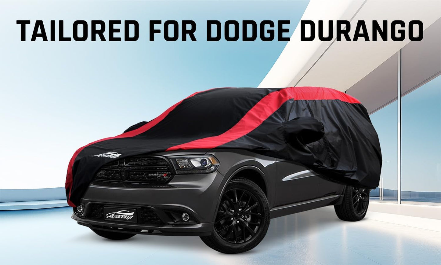 Car Cover Waterproof All Weather Protection with Red Stripe Design, Universal Fit Toyota Camry Solara, Ford Fusion, Kia Stinger Optima, Nissan Maxima, VW Passat, Subaru Legcy