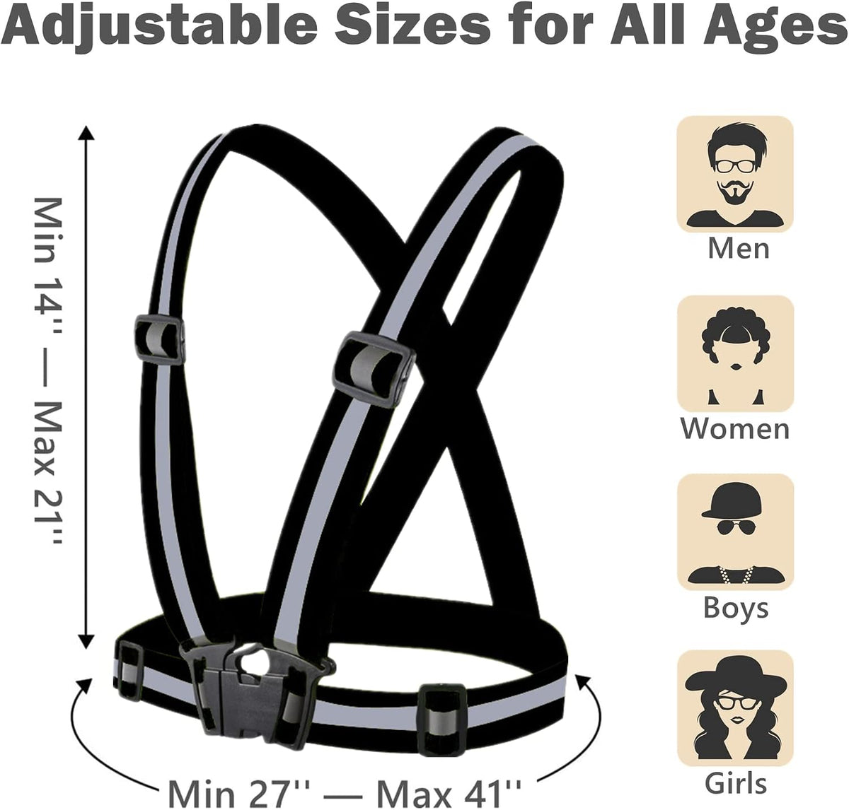 Reflective Strap Safety Vest Gear - 2-10 Pack Adjustable High Visible Reflective Running Gear for Women Men Night