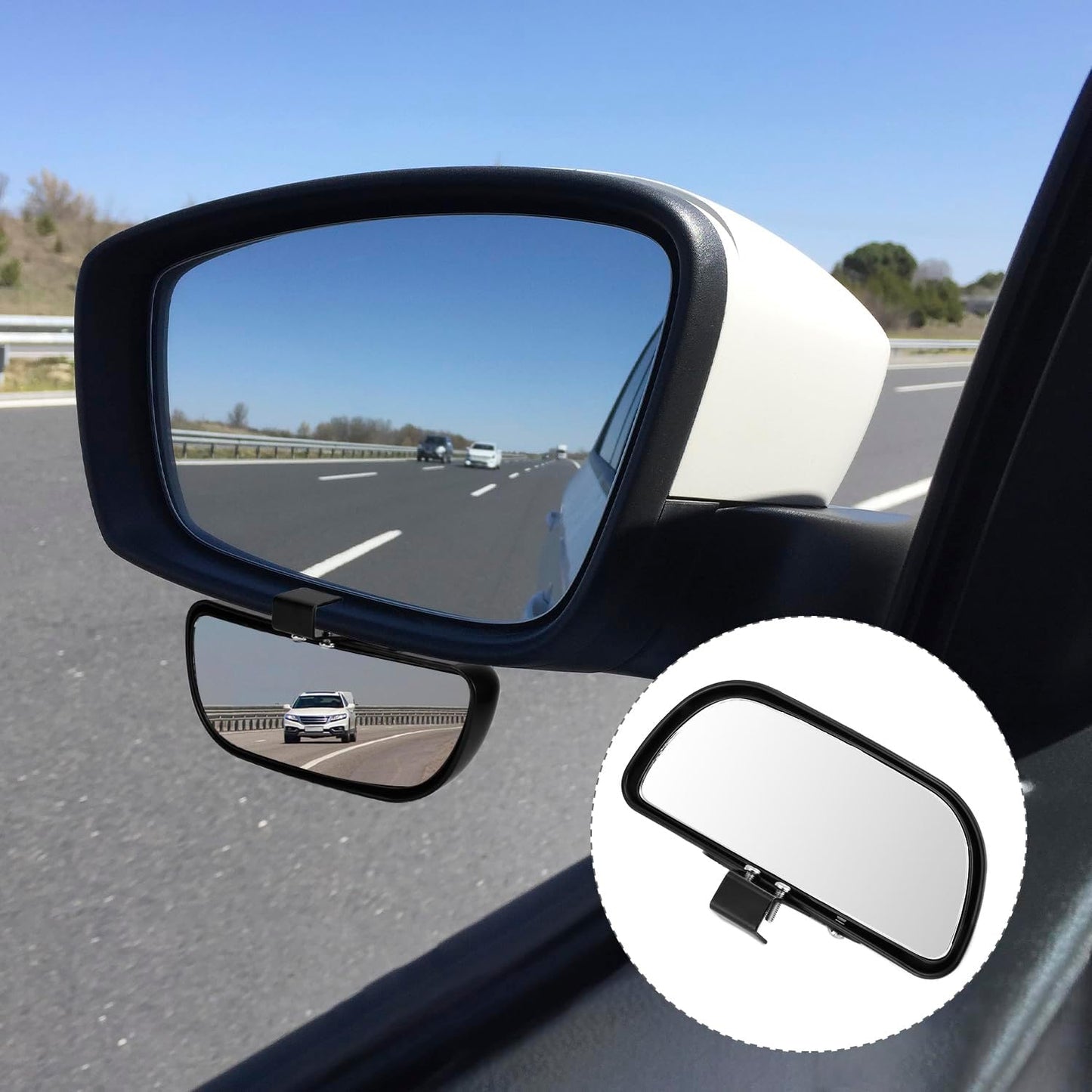 QWORK Blind Spot Mirror - 2 Pack Rear View Concave Mirror Blindspot Wide Angle Mirror for Universal Cars