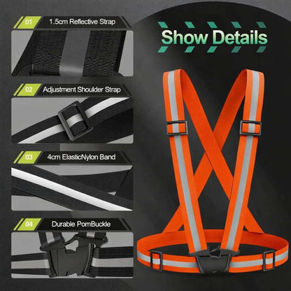 2 Packs Reflective Vest Running Gear, High Visibility Reflective Running Gear Adjustable Elastic Safety Vest for Night Jogging, Biking, Walking or Dog Walking, Running Vest for Men Women Children