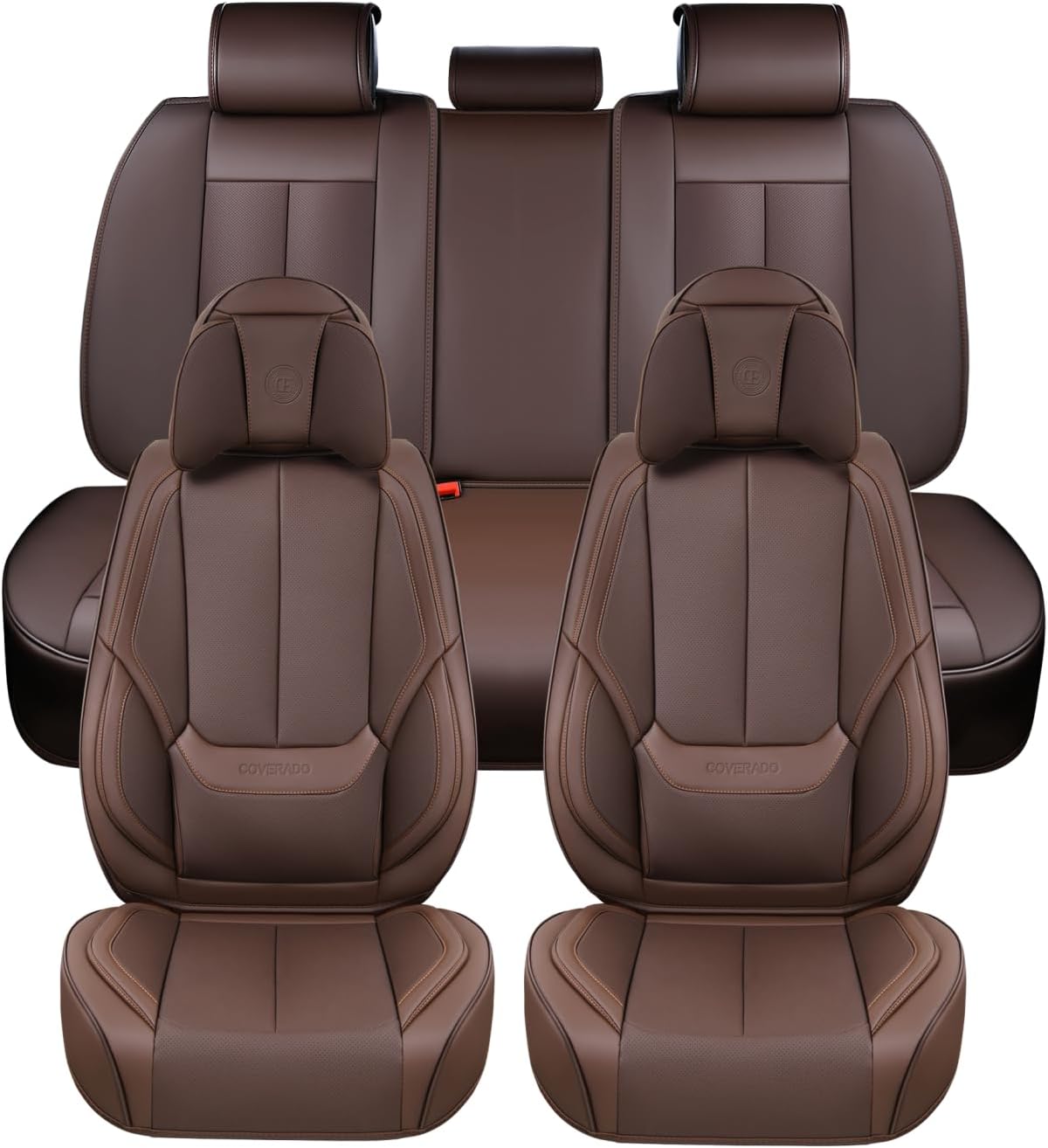 Coverado Seat Covers Full Set, Black Seat Covers for Cars 5 Seats, Car Seat Protector, Waterproof Nappa Leather Car Seat Cushion, Front and Rear Car Seat Cover Fit for Most Sedans SUV Pick-up Truck - Colors A
